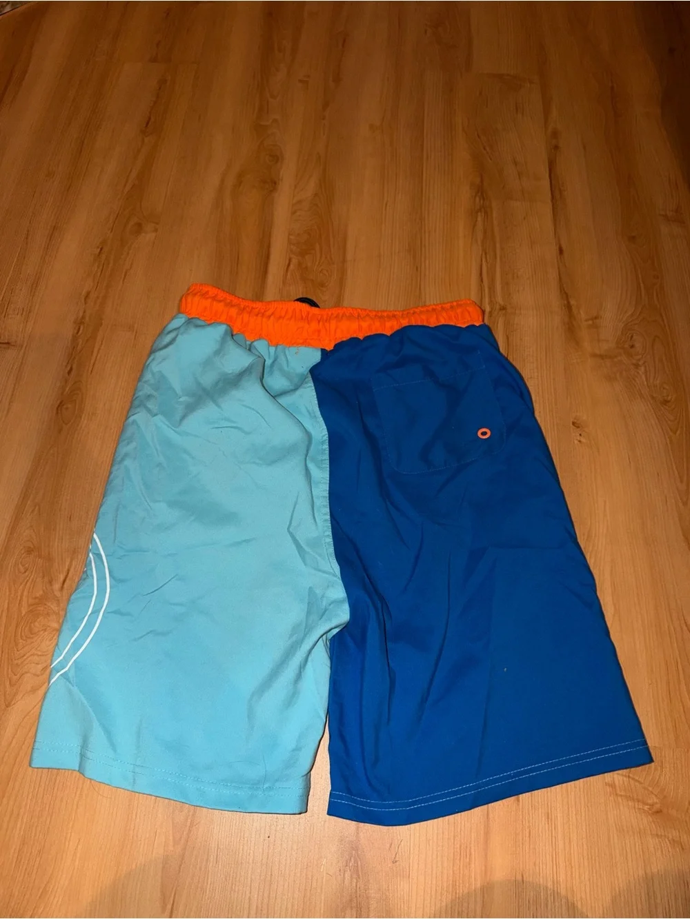 Original Penguin Men's Swim Trunks with Bright Orange Waistband and White Liner